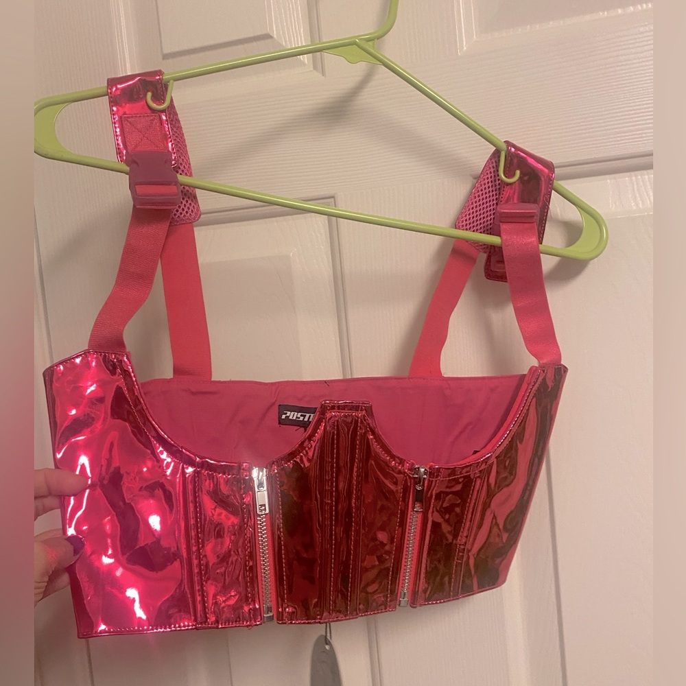 Pink Metallic Under bust top bralette 2of 2